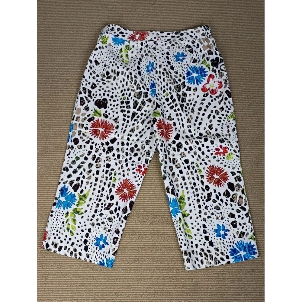 Chicos Multicolor Size 2 Crop Pants Womens Floral Straight Leg